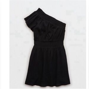 Aerie One-Shoulder Dress Black Size XXL